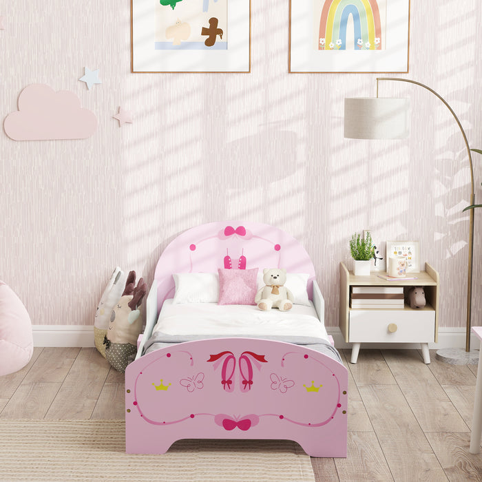 Ballet Theme Toddler Bed Frame with Safety Rails, for 3-6 Years