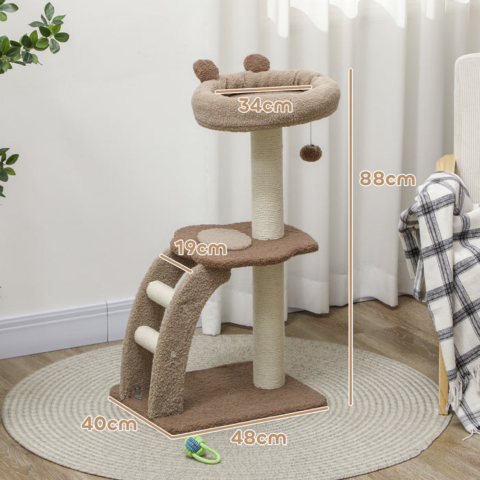 88cm Cat Tee for Indoor Cats, Cat Tower with Scratching Post, Brown