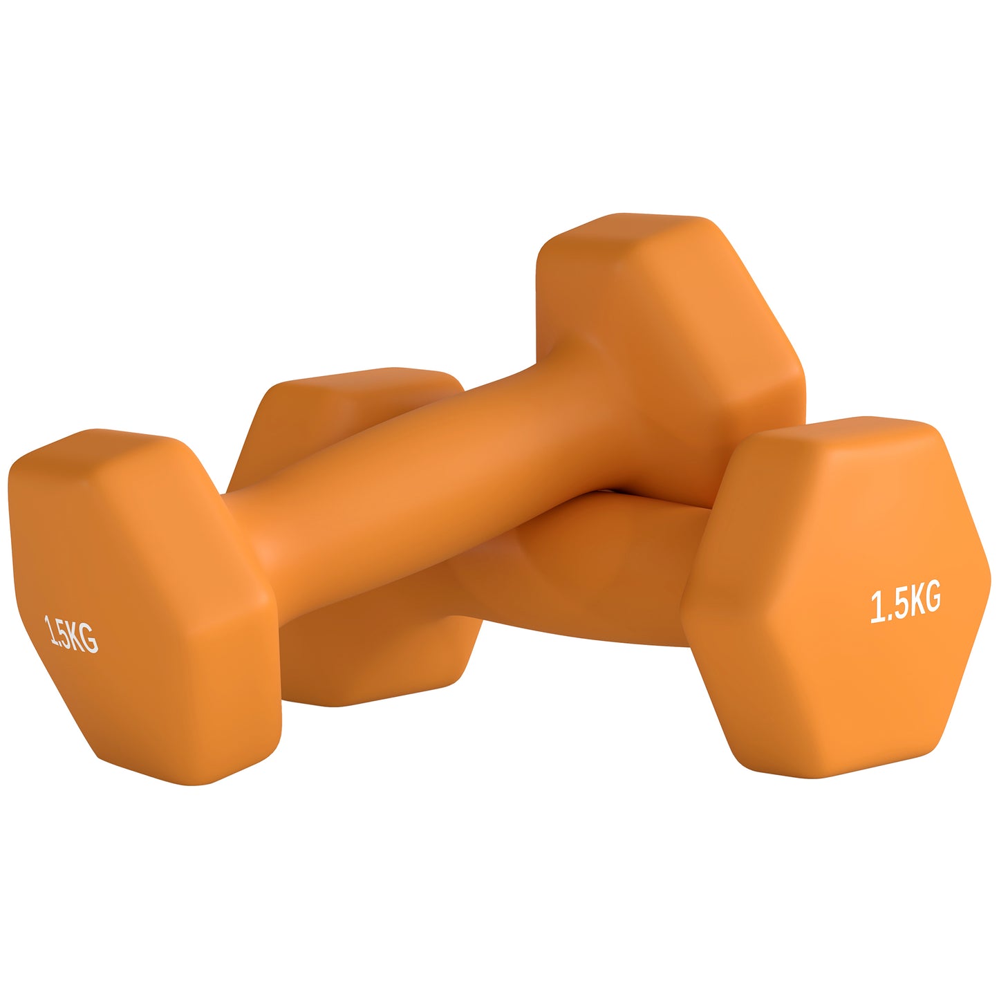 Set of 2 Hexagonal Dumbbells Weights Pair, 2 x 1.5kg, Orange