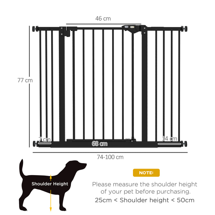 Metal 74-100cm Wide Adjustable Dog Gate Black