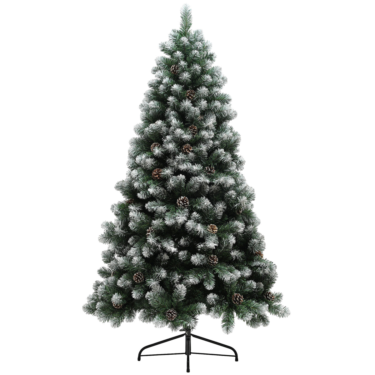 6ft Artificial Pine Christmas Tree with Pinecones, Steel Base