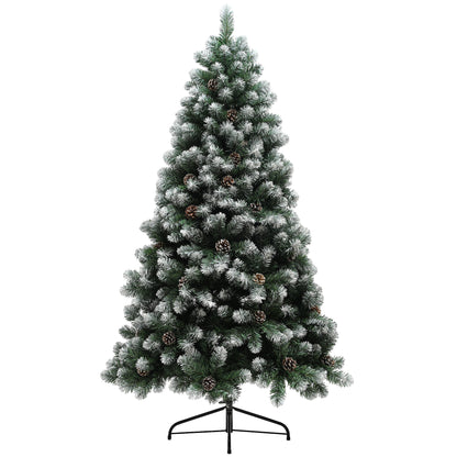 6ft Artificial Pine Christmas Tree with Pinecones, Steel Base