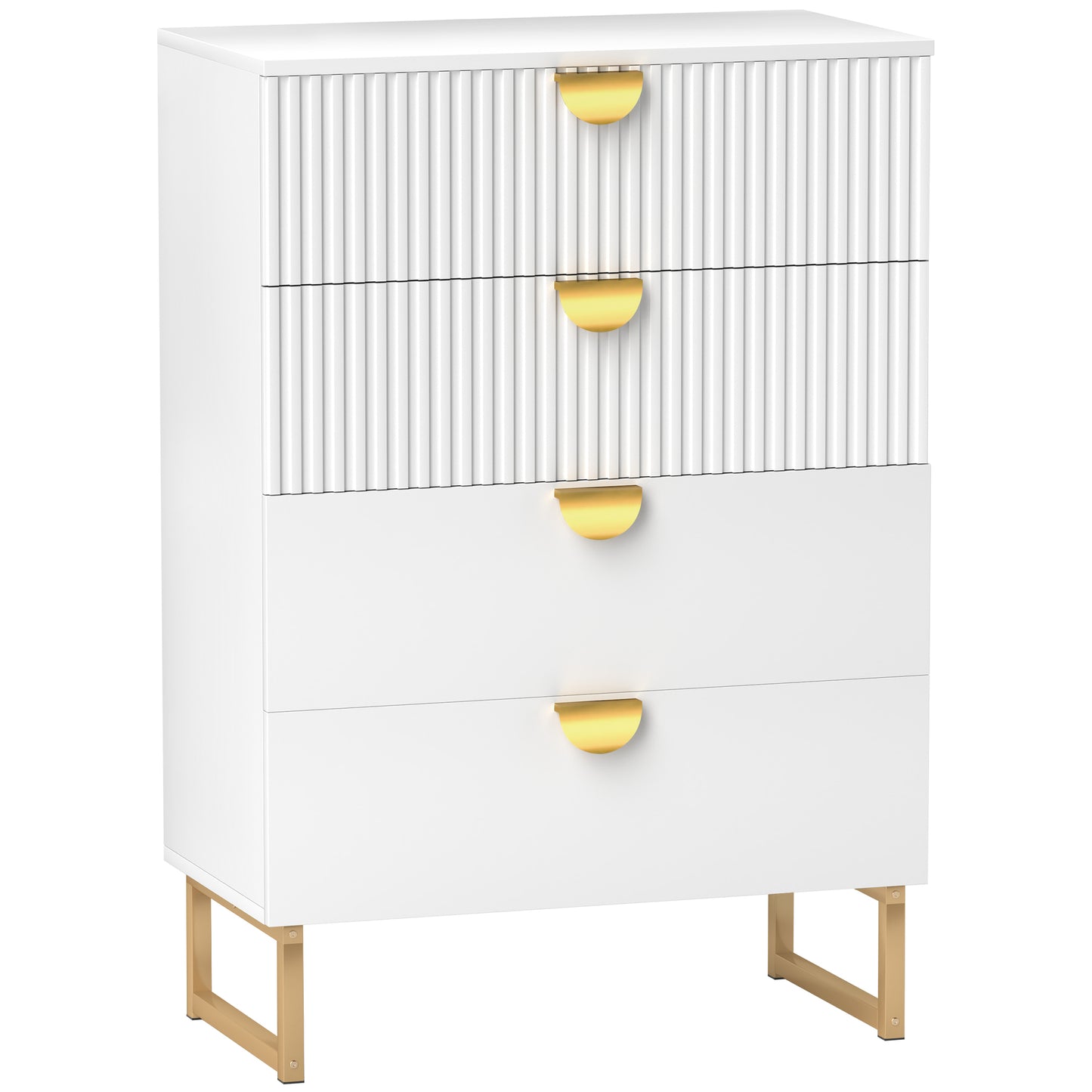 Chest of Drawers with 4 Drawers, Modern Dresser for Bedroom, White