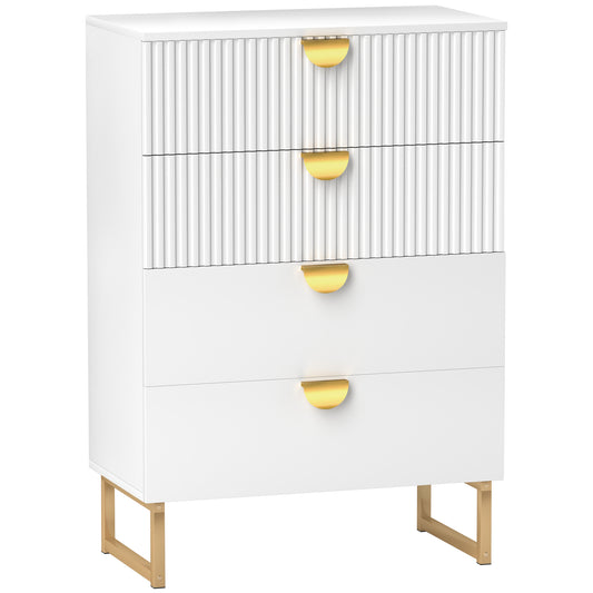 Chest of Drawers with 4 Drawers, Modern Dresser for Bedroom, White