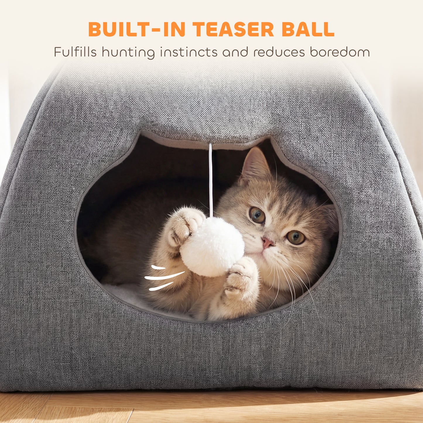 Cat Cave, Cat House with Removable Cushion for Indoor Kittens