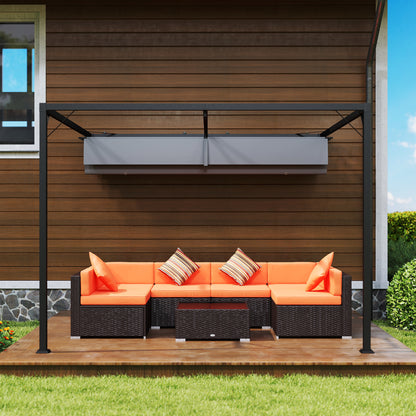 3 x 3(m) Outdoor Pergola Retractable Canopy Wall Mounted, Grey