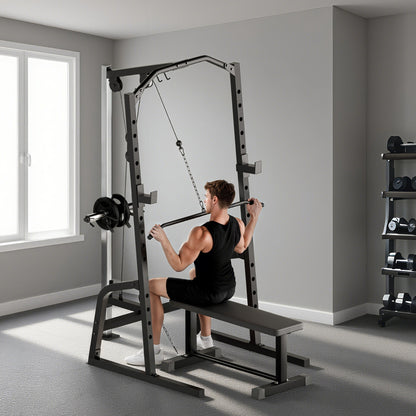 Cable Crossover Machine with Pulley System, Squat Rack