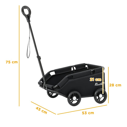 Foldable Dog Stroller with Safety Straps, Storage Bag, Black