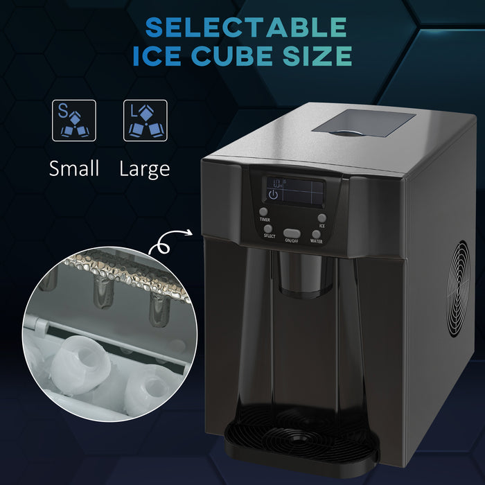 Ice Maker Machine and Water Dispenser, Counter Top Ice Cube Maker w/ 3L Tank, Adjustable Cube Size, 9 Ice Cubes per 6-10 Minutes