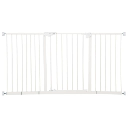 Dog Gate Stair Gate Pressure Fit Pets Barrier Auto Close for Doorway Hallway, 74-148cm Wide Adjustable, White