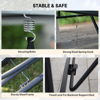 3 Seater Swing Chair Hammock Gazebo Patio Bench Outdoor Light Grey