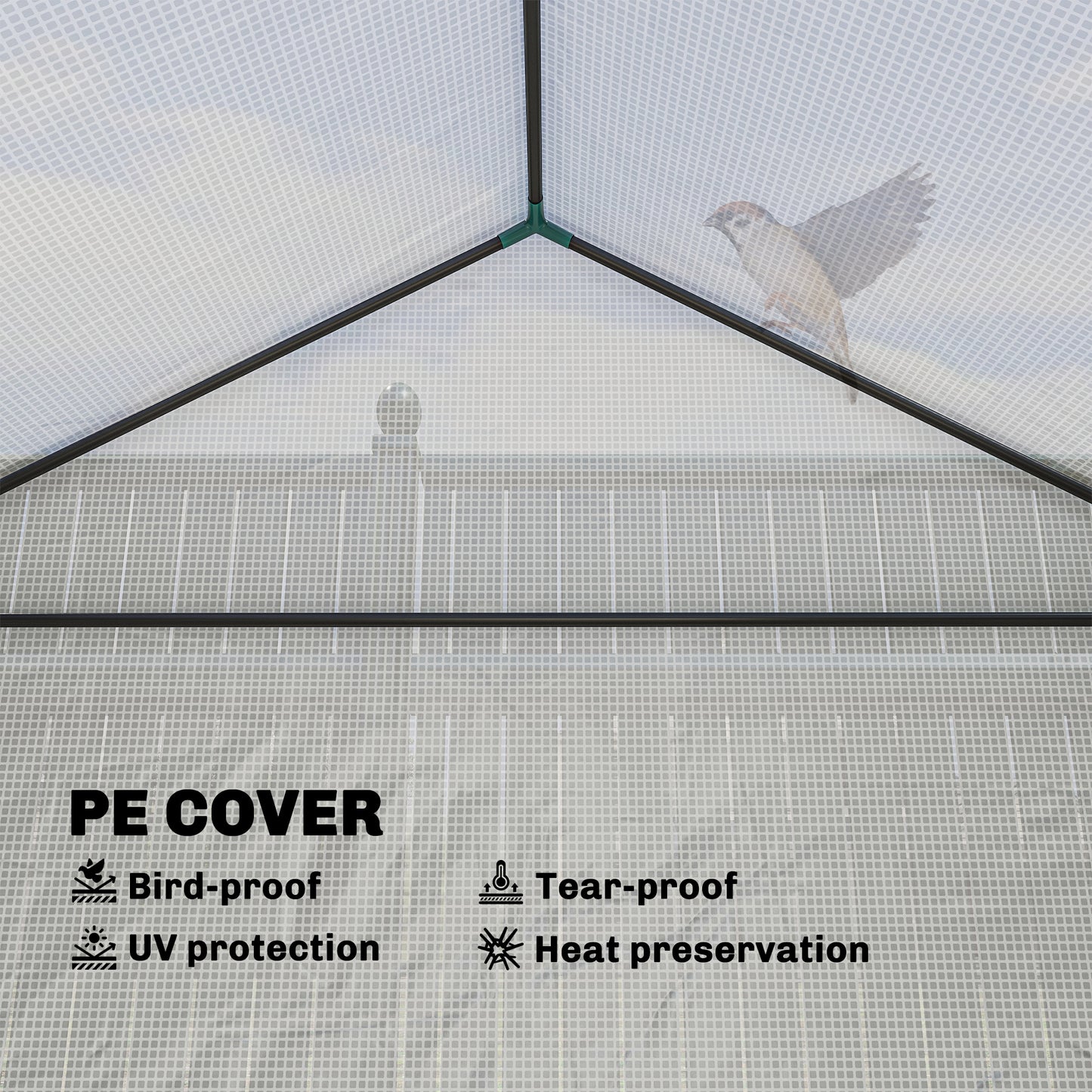 Mini Greenhouse Outdoor Greenhouse with Roll Up Door, White