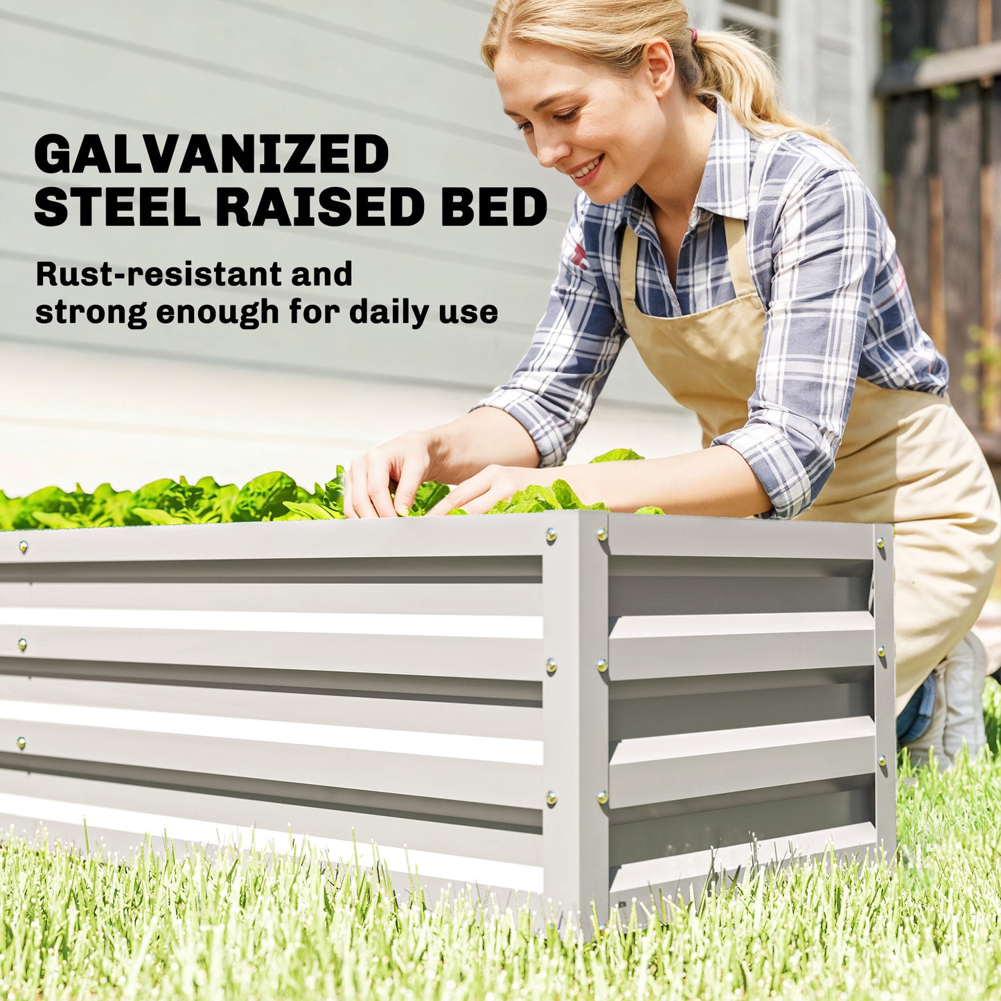 Mini Greenhouse Outdoor Greenhouse with Roll Up Door, White