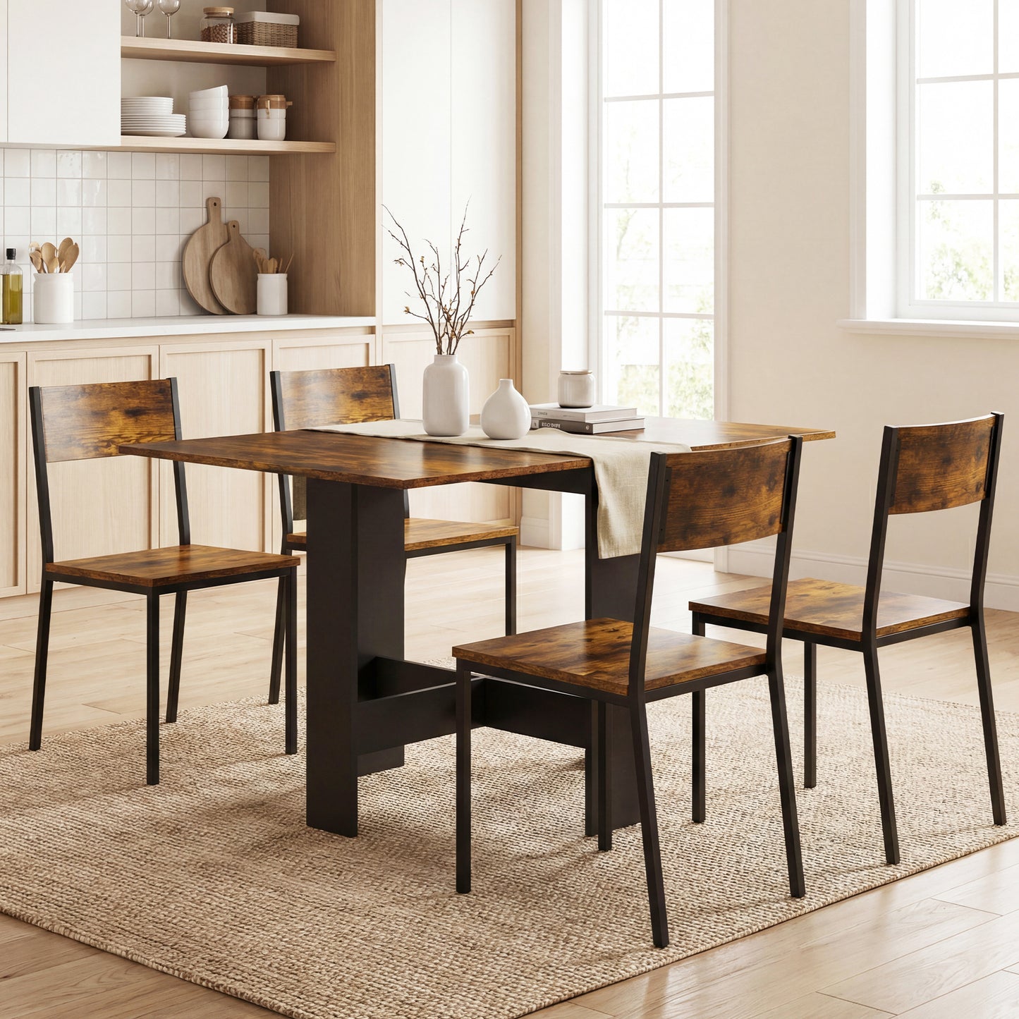 Wooden Folding Table Writing Desk Rustic Brown