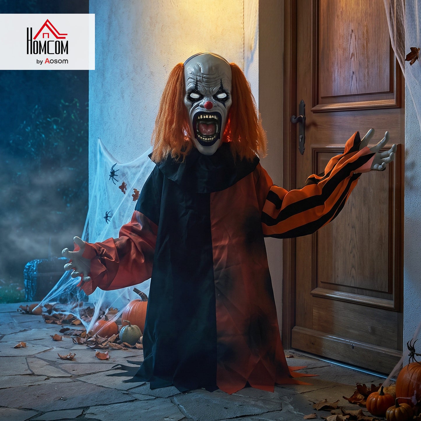 Animated Halloween Clown with Face Changing Animatronics