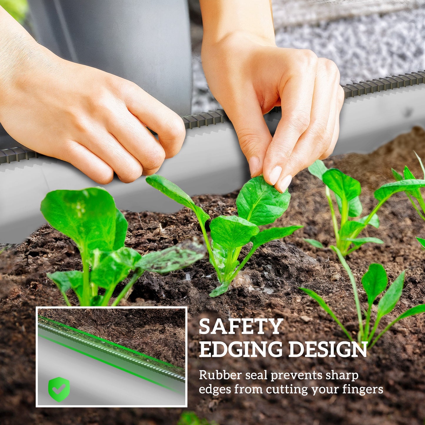 Galvanised Raised Garden Bed Planter Box with Safety Edging Silver