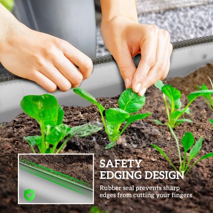 Galvanised Raised Garden Bed Planter Box with Safety Edging Silver