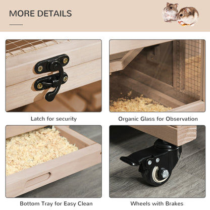 Wooden Hamster Cage, 3-Tier Roden Small Animals Hutch, 99 x 50 x 69 cm