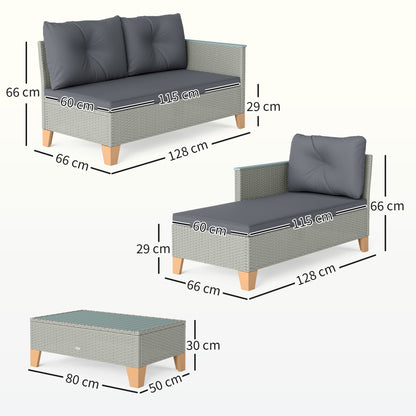 L Shaped Garden Conversation Chaise Lounge Furniture, Charcoal Grey