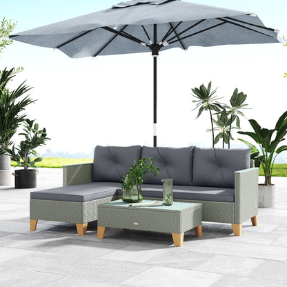 L Shaped Garden Conversation Chaise Lounge Furniture, Charcoal Grey