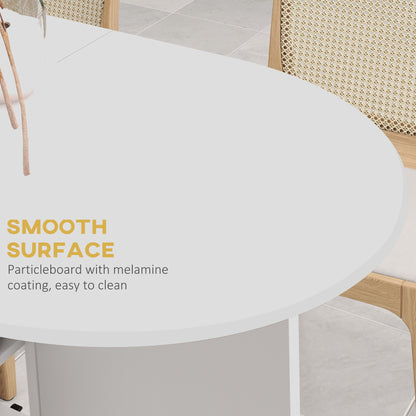 Folding Dining Table for Small Spaces with 2-tier Shelves White