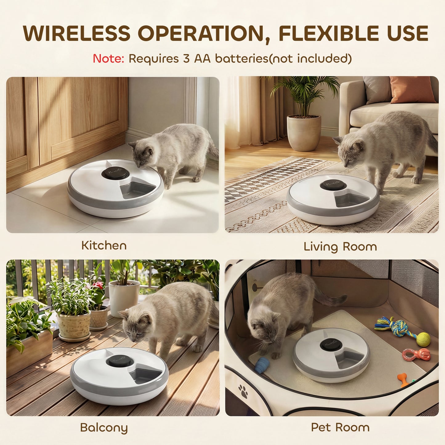 Automatic Cat Feeder Programmable Timer for 6 Meals