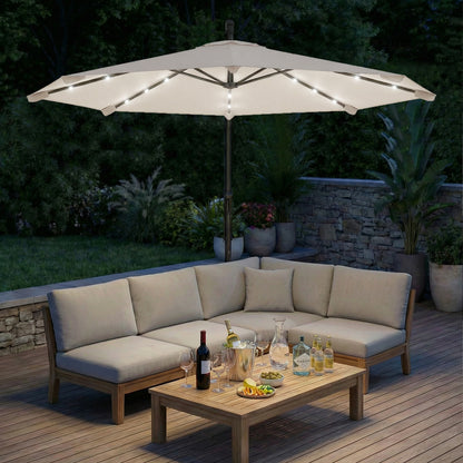 3 m Cantilever Parasol Solar LED Lights, Cream White