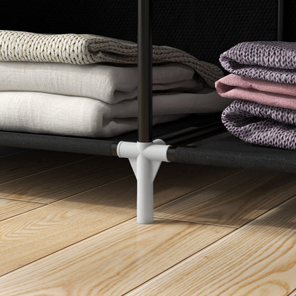 Fabric Wardrobe w/ Shelves Hanging Rail Foldable Closets Black