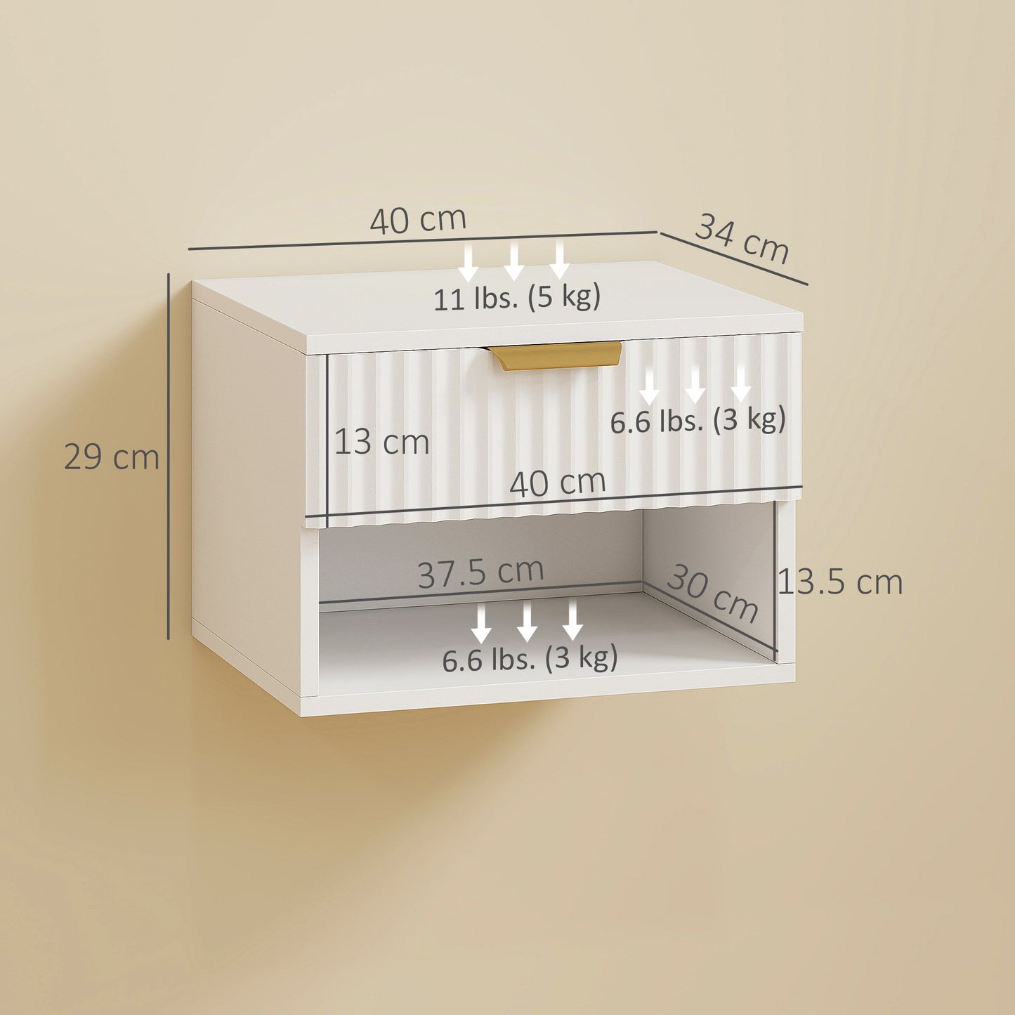 Floating Nightstands Set of 2, Modern Wall Mounted Bedside Tables