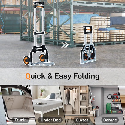 Lightweight Sack Truck with 70kg Capacity, Folding Trolley, Silver