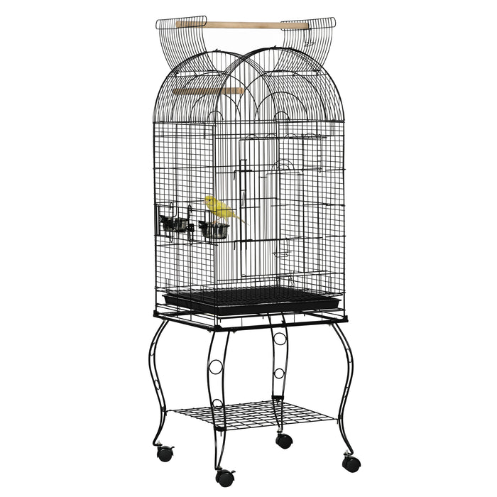 Large Parrot Bird Cage Aviary Budgies Finch Cockatiel Birds Stand Feeding Station Stand w/ Wheels 51L x 51W x 153H cm