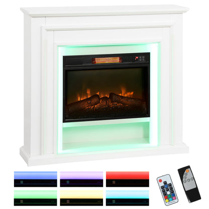 Electric Fireplace with Surround, LED Lights, 38" 1800W Inset Electric Fire and Mantel Reach up to 30 m² with Realistic Flame Effect