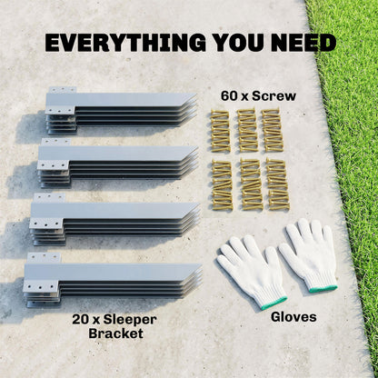 20 Pack Railway Sleeper Brackets, 41 cm Galvanised Sleeper Stakes