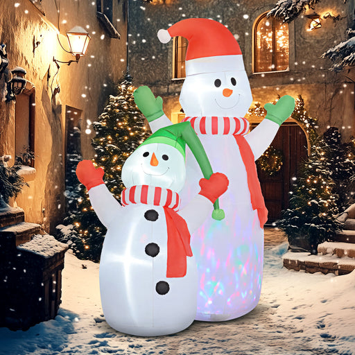 8FT Christmas Inflatable Snowman with Rotating Colorful LED Light