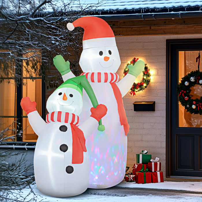 8FT Christmas Inflatable Snowman with Rotating Colorful LED Light