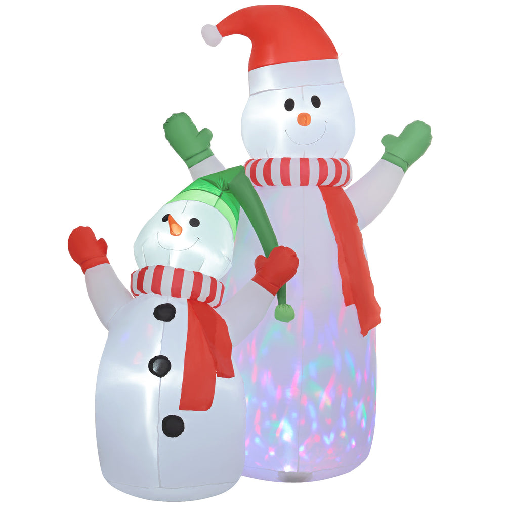 8FT Christmas Inflatable Snowman with Rotating Colorful LED Light