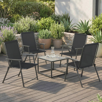 Folding Garden Chairs, Outdoor Chairs Set of 4, Black