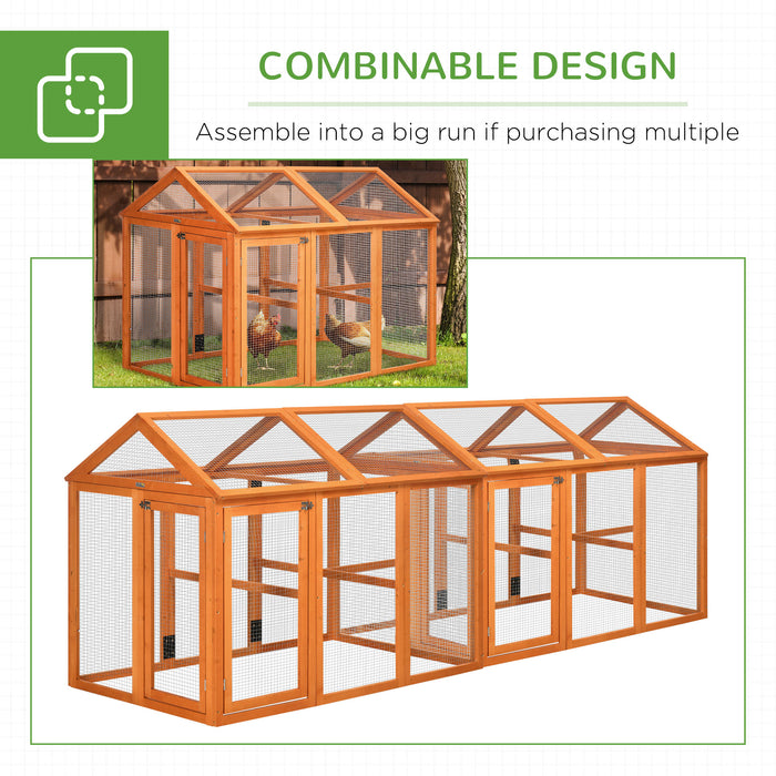 Chicken Run Coop, Wooden Chicken House for 1-3 Chickens, Hen House Duck Pen Outdoor w/ Combinable Design, Orange