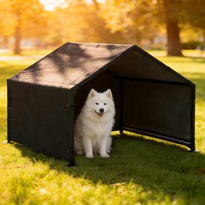 Dog Shade Shelter, Outdoor Dog House with Waterproof & UV-Resistant Canopy, Pet Tent for Small Medium Large Breeds, Pet House for Small Animals with Ground Nails, 125 x 110 x 93 cm