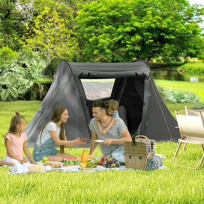 3 Man Camping Tent with 2 Bedrooms, 3000mm Waterproof, Grey