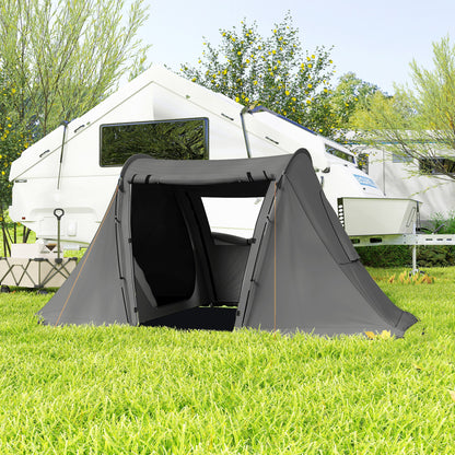 3 Man Camping Tent with 2 Bedrooms, 3000mm Waterproof, Grey