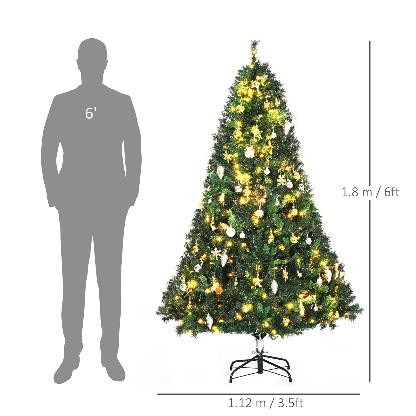 6FT Pre-Lit Artificial Christmas Tree Holiday Décor Ornament Stand