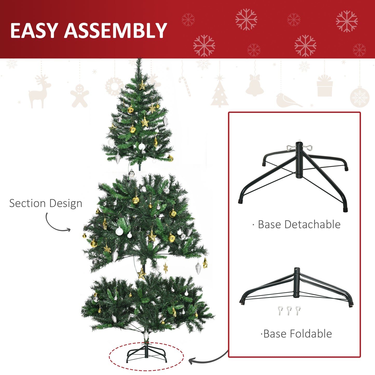 6FT Pre-Lit Artificial Christmas Tree Holiday Décor Ornament Stand