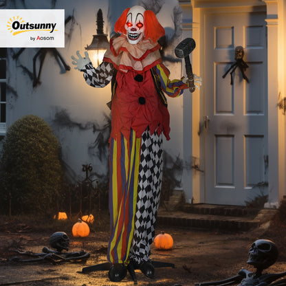 Sound Activated Halloween Animatronics Clown with Red Light Up Eyes