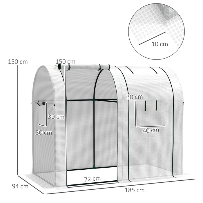 Tomato Greenhouse with 2 Roll-up Doors, 185 x 94 x 150cm, White