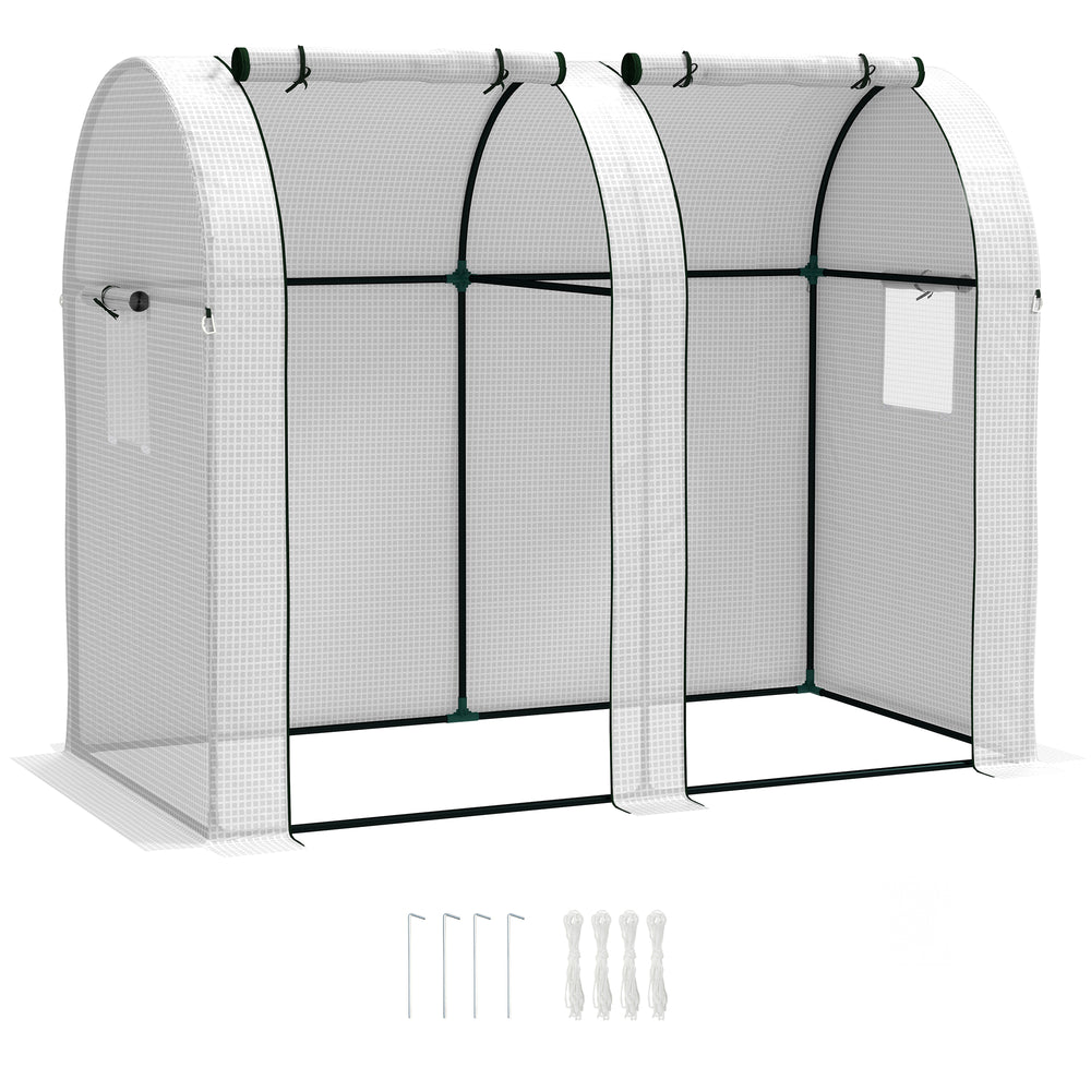 Tomato Greenhouse with 2 Roll-up Doors, 185 x 94 x 150cm, White