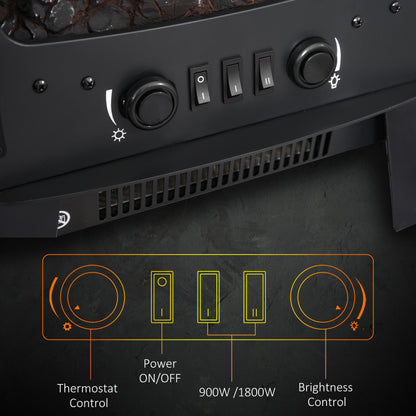 900W/1800W Freestanding Electric Fireplace w/ Adjustable Artificial Flame