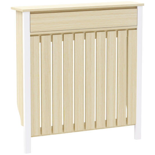 Radiator Cover with Drawer and Vertical Slats Oak