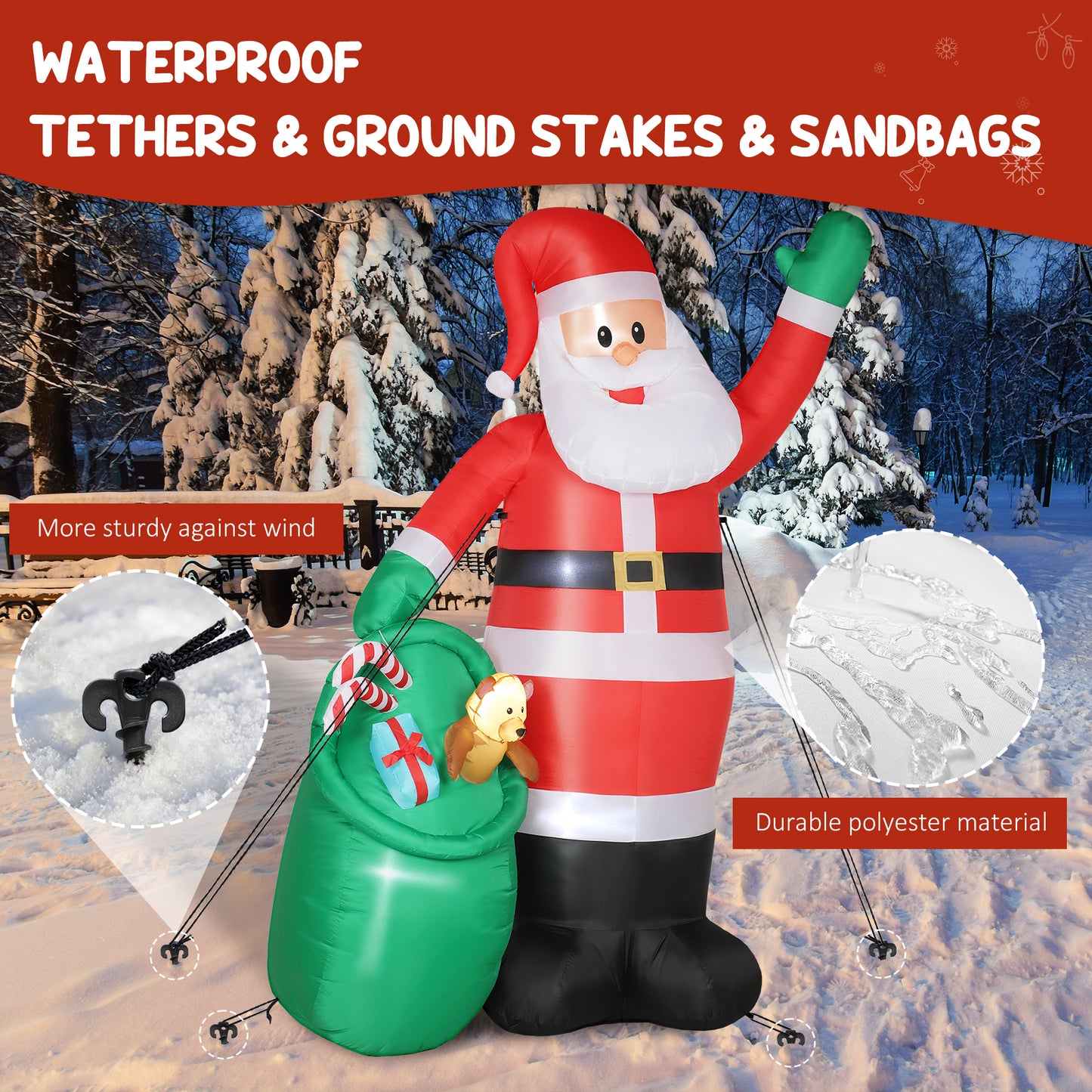 9ft Giant Christmas Blow Up Decoration with Built-in LED Lights