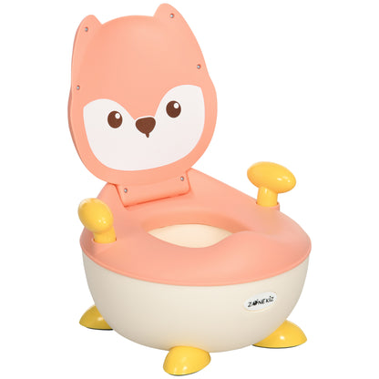 Baby Potty Training Toilet, Toddler Toilet Seat with Splash Guard, Backrest, Anti-Tip Feet, Side Handles, Easy to Clean, Portable Travel Potty for Boys and Girls 6 to 36 Months, Fox Shape